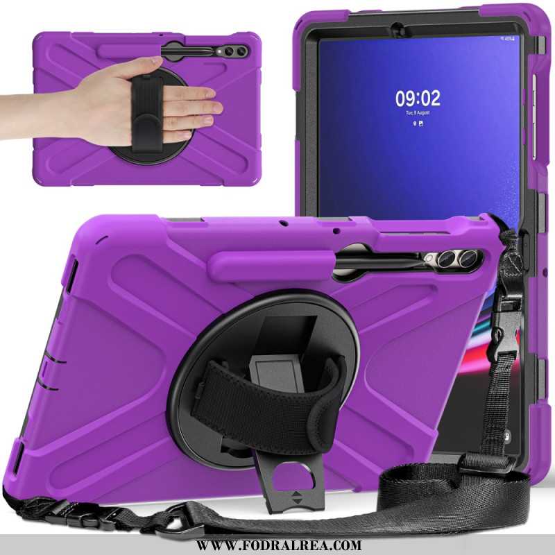 Skal Samsung Galaxy Tab S10 Plus Telefonfodral Slitstarkt Stativ Och Axelrem