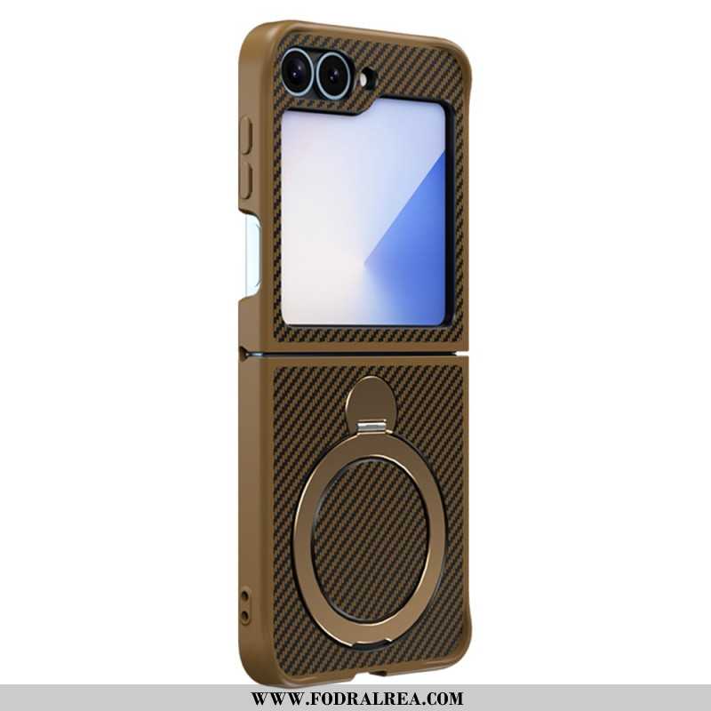 Skal Samsung Galaxy Z Flip 7 Fe Kolfiberdesign Med Magnetiskt Stativ