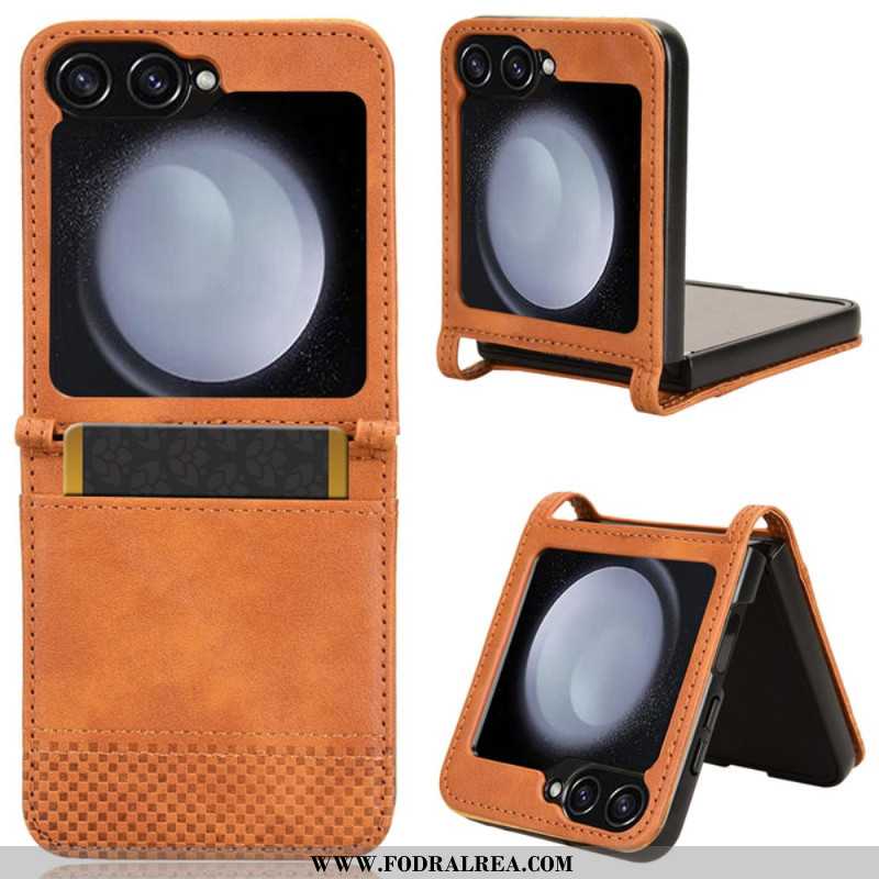 Skal Samsung Galaxy Z Flip 7 Fe Korthållare I Retro-läderstil
