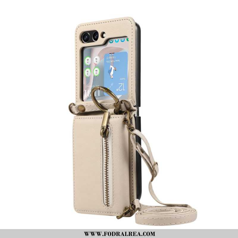 Skal Samsung Galaxy Z Flip 7 Fe Plånbok Och Axelrem Med Dragkedja