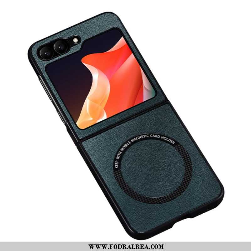 Skal Samsung Galaxy Z Flip 7 Fe Telefonfodral Lädereffekt Magsafe-kompatibel