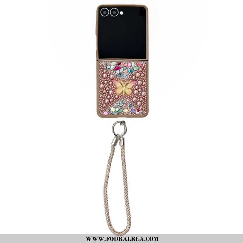 Skal Samsung Galaxy Z Flip 7 Glitterdesign Och Handledsrem