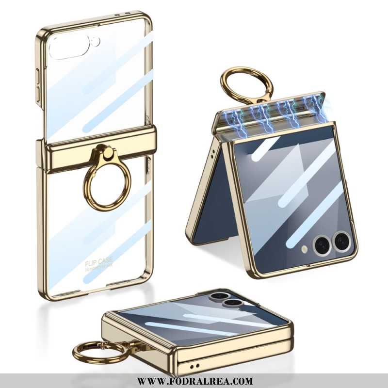 Skal Samsung Galaxy Z Flip 7 Transparent Med Stativ Och Magnetiskt Skydd Gkk