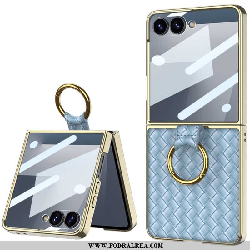 Skal Samsung Galaxy Z Flip 7 Vävd Struktur Med Ringhållare