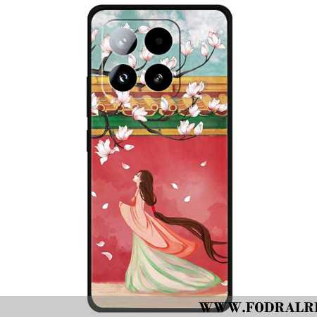 Skal Xiaomi 15 Pro Kvinna Och Persikoblommor