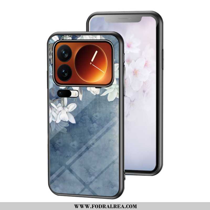 Skal Xiaomi 17 Pro Max Telefonfodral Blommönster I Härdat Glas
