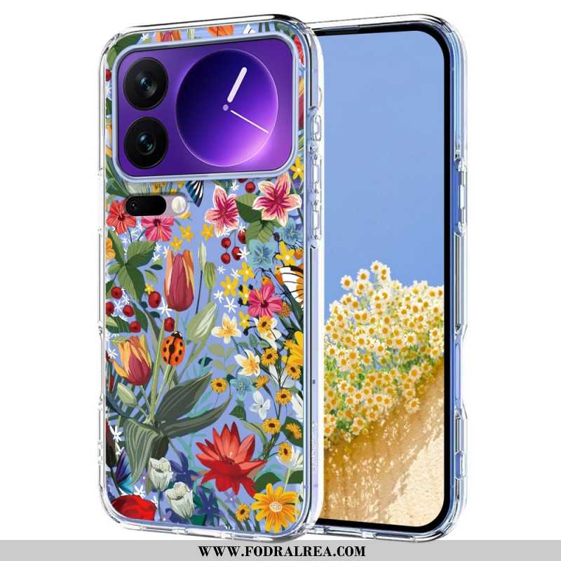 Skal Xiaomi 17 Pro Transparenta Fjärilar Och Blommor