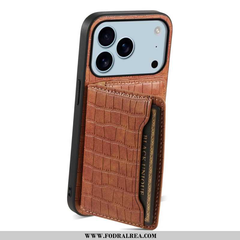 Skal iPhone 17 Pro Korthållare I Krokodileffekt