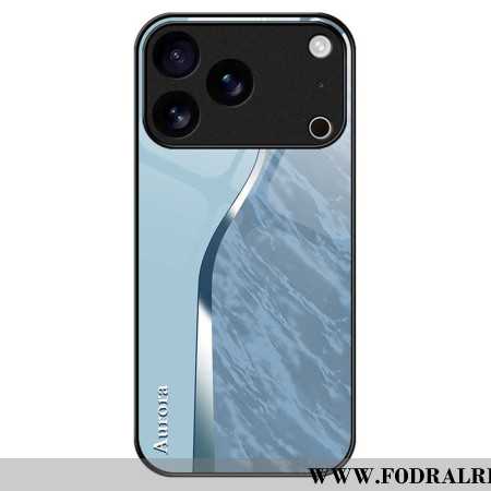 Skal iPhone 17 Pro Max Telefonfodral Härdat Glas Med Ljusblå Design