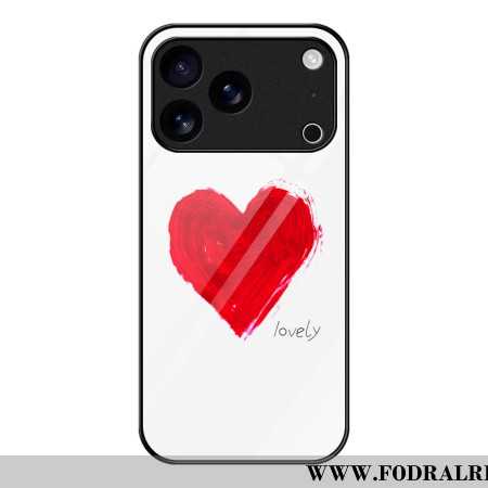 Skal iPhone 17 Pro Max Telefonfodral Härdat Glas Med Rött Hjärta