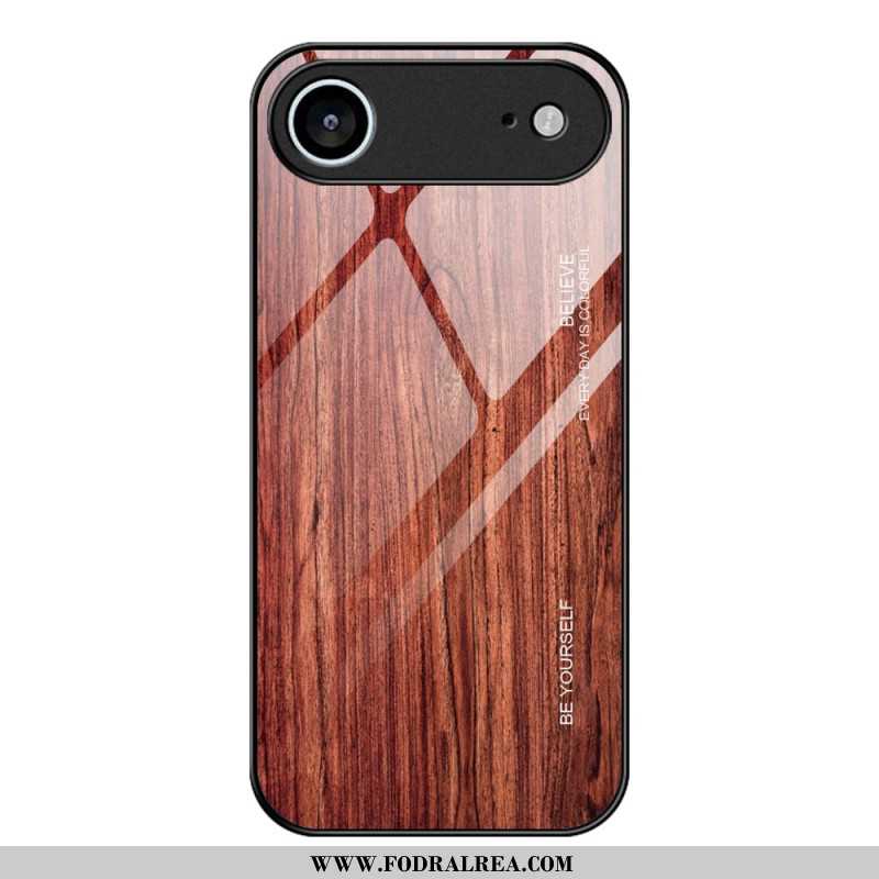 Skal iPhone Air Telefonfodral Härdat Glas Med Träeffekt