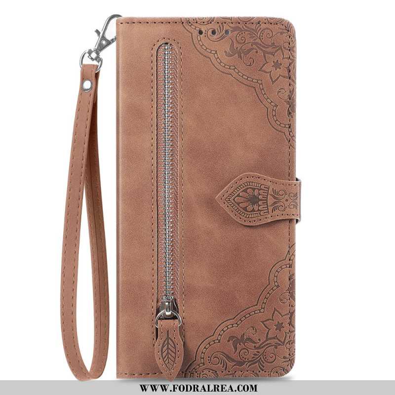 Skyddsfodral Samsung Galaxy S25 Ultra 5g Plånbok Med Spetsdesign Och Dragkedja