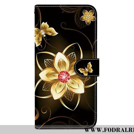 Skyddsfodral Xiaomi Redmi Note 14s Guldfärgade Blommönster